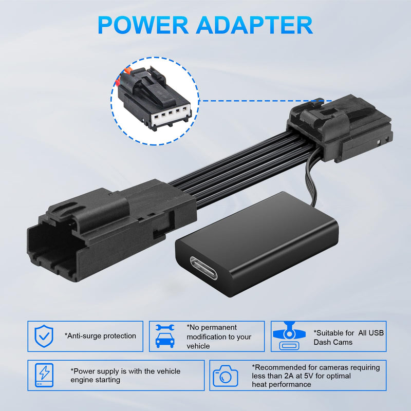mangoal Dashcam Power Adapter Custom for Ford 5 Pin (Model B) for Mustang Mache Explorer Edge Expedition & More, Connect Auto-Dimming Connector(Hidden)
