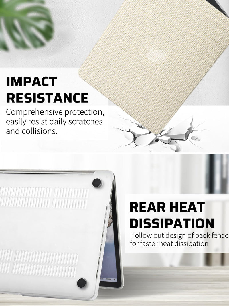 Seorsok Compatible with MacBook Pro 13 inch Case M2 2023,2022,2021-2016 A2338 M1 A2251 A2289 A2159 A1989 A1708 A1706,Elegant Leather Plastic Hard Shell Transparent Keyboard Cover,Beige Woven Fabric Pro 13 (A2338 M1 A2251 A2289 A2159 A1989 A1706) Beige