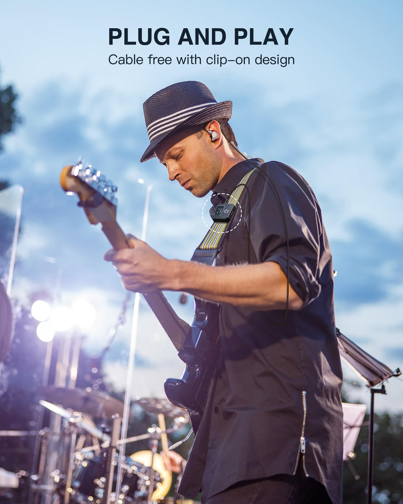 LEKATO Wireless in-Ear Monitor MS-20 Charging, 30H Battery Life with Box, 2.4G IEM System 1Transmitter 2 Receivers Auto-Pairing,OTG Support,One to More, in-Ear Monitoring for Studio,Live,Singer,Band Black