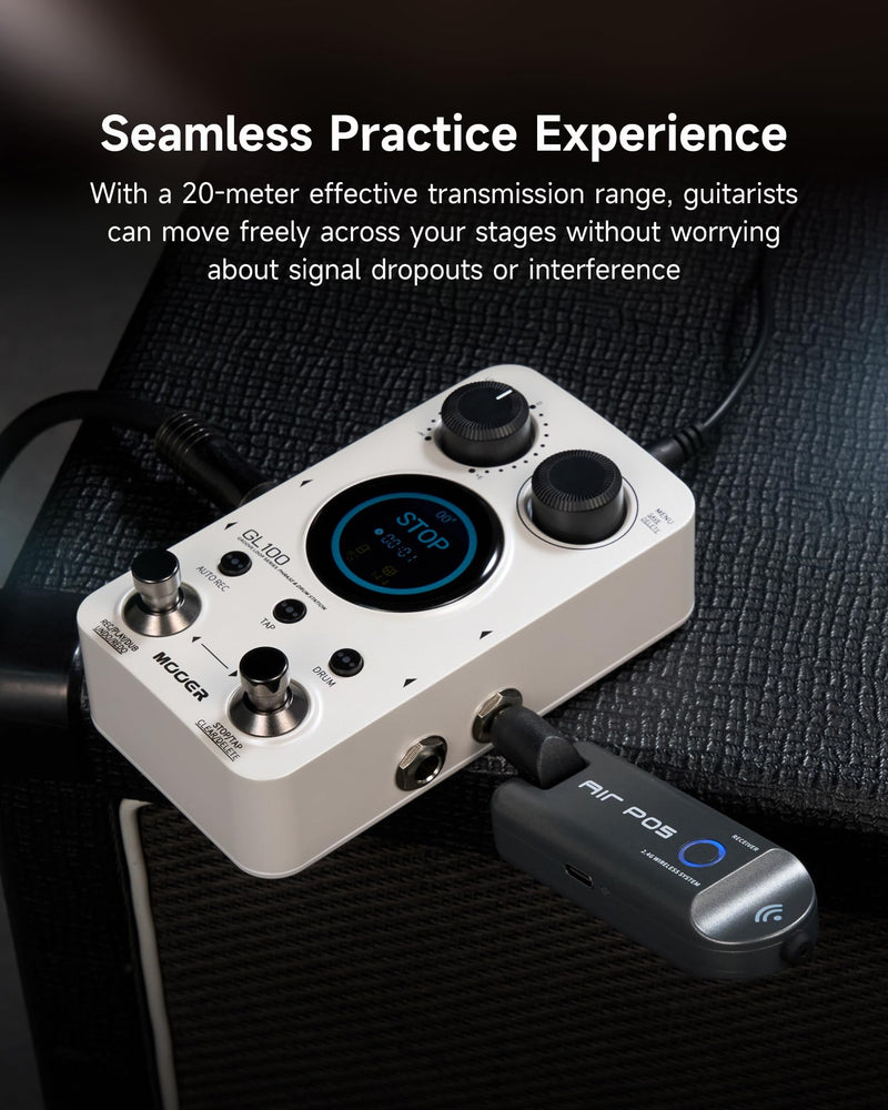 [AUSTRALIA] - MOOER Air P05 Wireless System Instruments Tansmitter and Reciever for Electric Guitar, Bass, Acoustic Guitar, Audio Mixer, Amplifier, Pedalboard with 1/4" Instruments Plug 