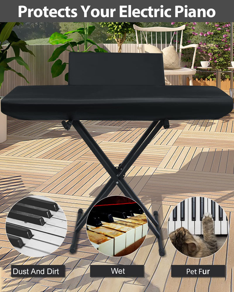 [AUSTRALIA] - Piano Keyboard Dust Cover, Water Proof Stretchy Electric Piano Keyboard Covers for Digital Electric Pianos, Full Cover Elastic Lock Music keyboard Protector Cover (88 - Keys, Black) 88 - Keys 