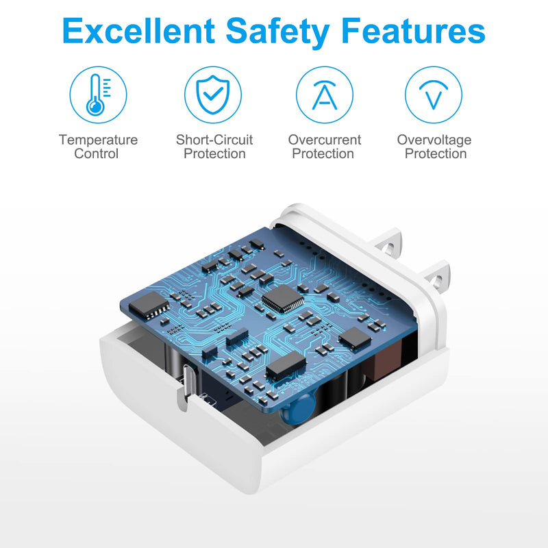 iPhone 16 15 Charger Fast Charging - 2 Pack 20W USB C Wall Charger Block with 6Ft Type C Cable Compatible with iPhone 16/16 Pro/16 Pro Max, iPhone 15, iPad Pro, Air 5/4, 10th（White） White