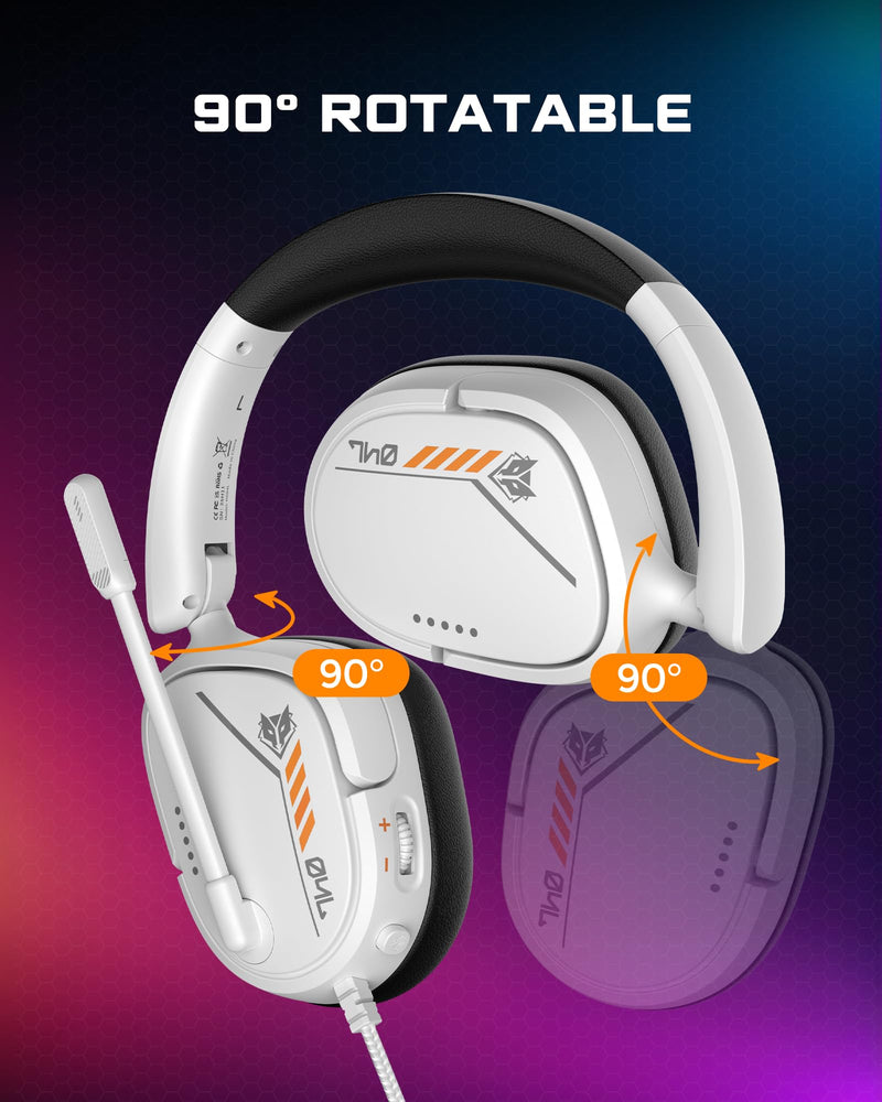 [AUSTRALIA] - NUBWO HG04L Gaming Headset for PS5/PS4, Xbox Series X|S/Xbox One, Switch – 250g Lightweight, Clear Unidirectional Mic, Soft Memory Earmuffs, 3.5mm Jack for Gaming & Work White 