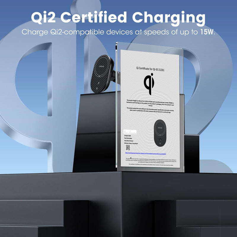 pitaka for Qi2 MagSafe Car Mount Charger with NFC Feature, 360° Rotation | 15W Magnetic Car Phone Holder, Compaitble with MagSafe and iPhone 17/16/15/14/13 Series, Air Vent Black - With NFC Feature