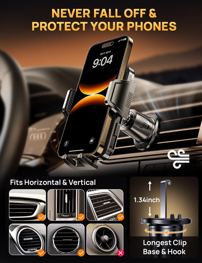 CD Phone Holder for Car, Stable CD Slot Mount for Thick Cases, 360° Viewing | Fits most 4–7-inch smartphones and GPS devices, including iPhone, Samsung Galaxy, Google Pixel, Motorola, Huawei, LG and more Purple