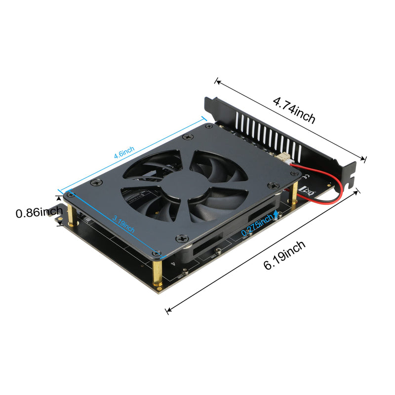 [AUSTRALIA] - Quad NVMe PCIe Adapter, RIITOP 4 Ports M.2 NVMe SSD to PCI-e 4.0/3.0 x16 Card with Fan Support 2280/2260/2242/2230 NVMe SSD (PCI-e Bifurcation Required) 4-Port 