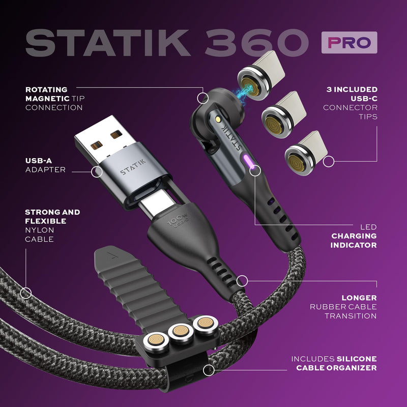 STATIK 360 Pro Magnetic Charging Cable (6FT) & 45W GaN Charging Block