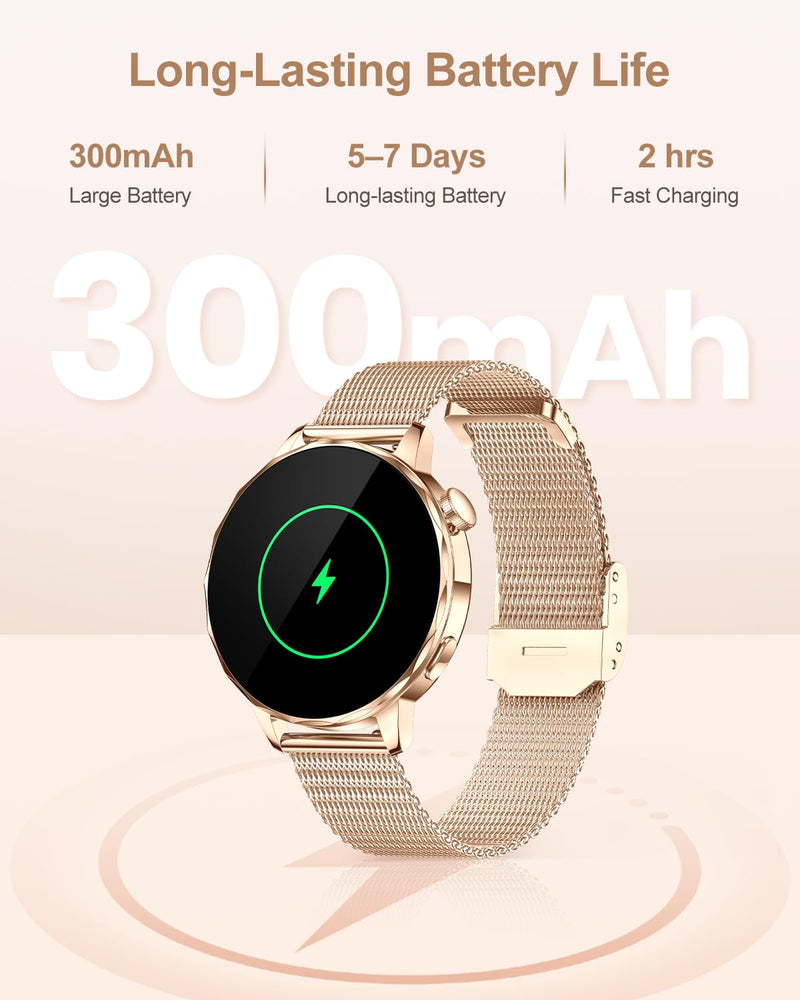 Smart Watch for Women with Bluetooth Calling, 1.27" AMOLED Touchscreen, IP68 Waterproof Fitness Tracker with Heart Rate & Sleep Monitor, 100+ Sports Modes for Android & iPhone