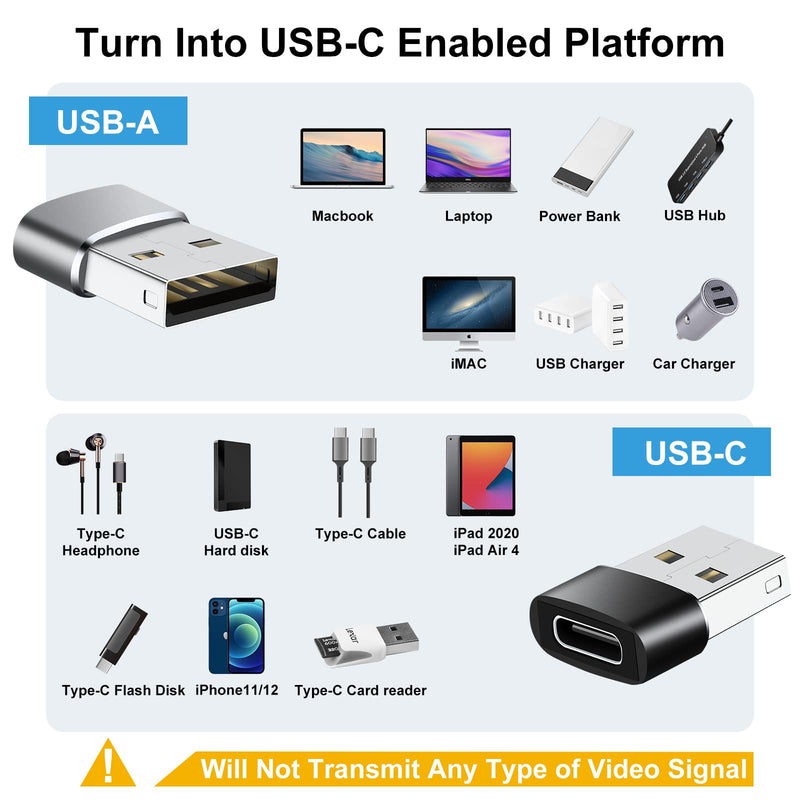 USB to USBC-C Adapter 10 Pack,USB to USB C Adapter,USB C Female to USB Male Adapter,USB A to USB C Adapter,USB C to USB Charger Converter OTG for iPhone 15/14/13 Pro,MacBook Pro,Laptop,PC Grey & Black
