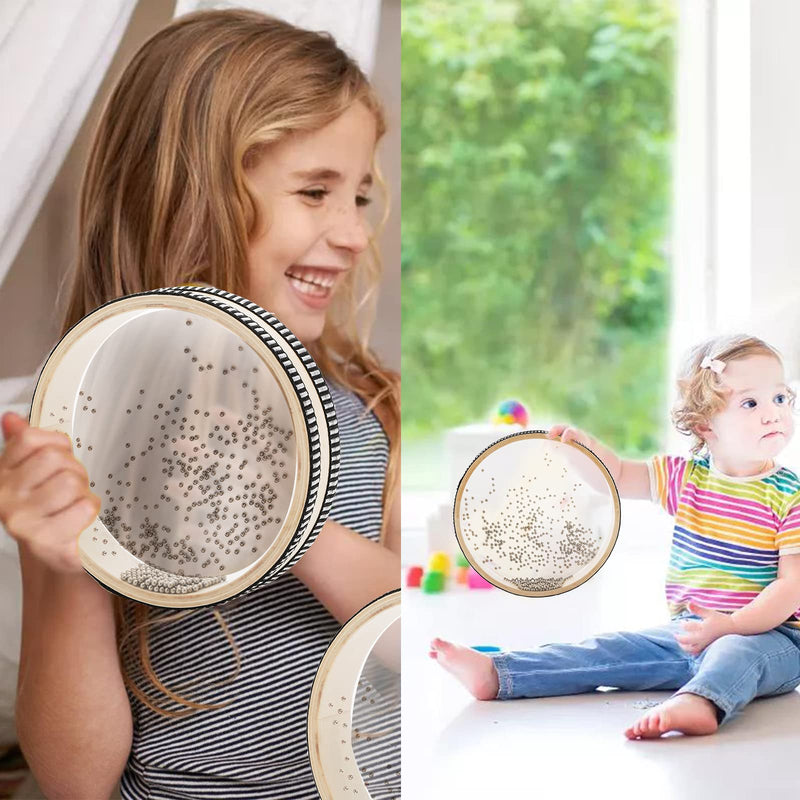 [AUSTRALIA] - Fasmov 4 Pack Wave Bead Sea Drums, Sea Sound Drum with Hardwood Shell, Musical Instrument Percussion for Home School Supplies, 6 Inch, 8 Inch, 10 Inch, 12 Inch 