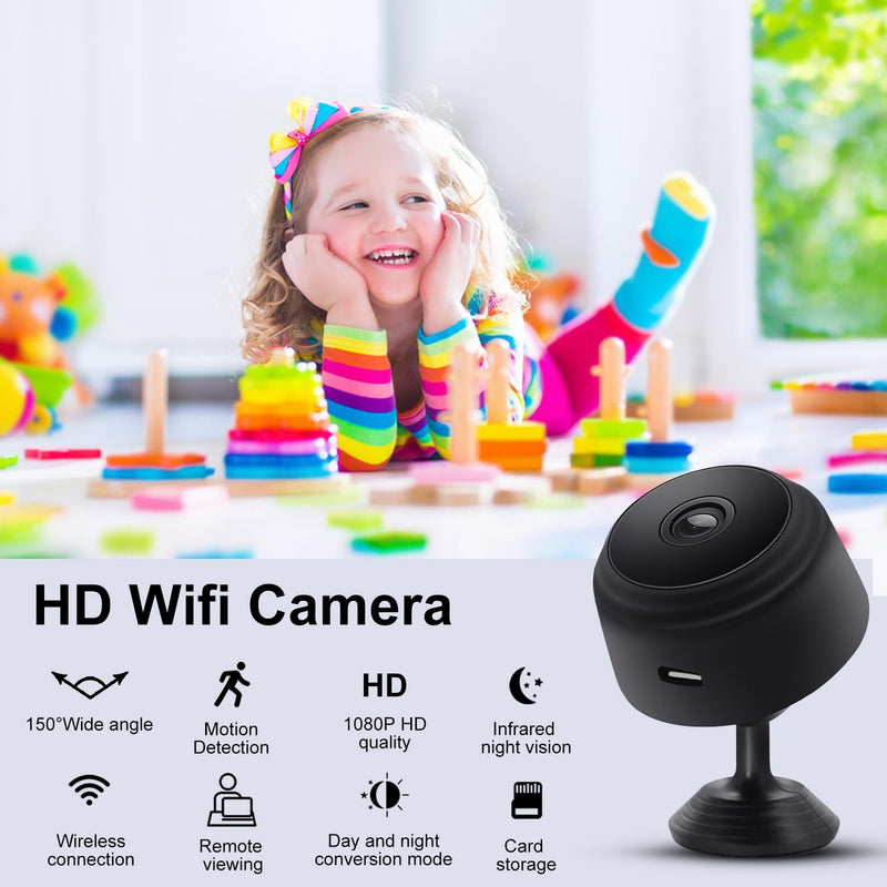 Hidden Camera - Spy Cameras - Nanny Cam - WiFi Wireless Cam - 1080P HD Small Camera with Motion Detection and Night Vision，Security Cameras for Home/Office/Baby Monitoring-A9 Black