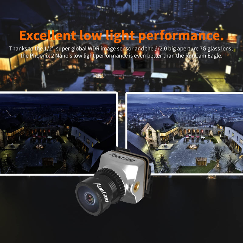 RunCam Phoenix 2 Nano FPV Camera 1000TVL 1/2" COMS Sensor 2.1mm (M8) FOV 155° 4:3/16:9 PAL/NTSC Switchable for FPV Drone