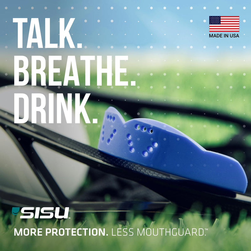 SISU 3D Mouthguard - Pre-Formed, Easy Fit Protection for Lacrosse, Football, Hockey, Team Sports - Remoldable Up to 20 Times - Non Toxic Youth (under 5' tall) Royal Blue