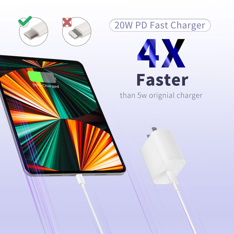 iPhone 15 Charger iPad Charger,20W USB C Fast Charger for iPhone 15/15 Pro Max,iPad Pro 12.9,11 inch,iPad Air 5th/4th 10.9 inch, iPad Mini 6,PD Wall Charger with 6 Ft USB C to C Charging Cable