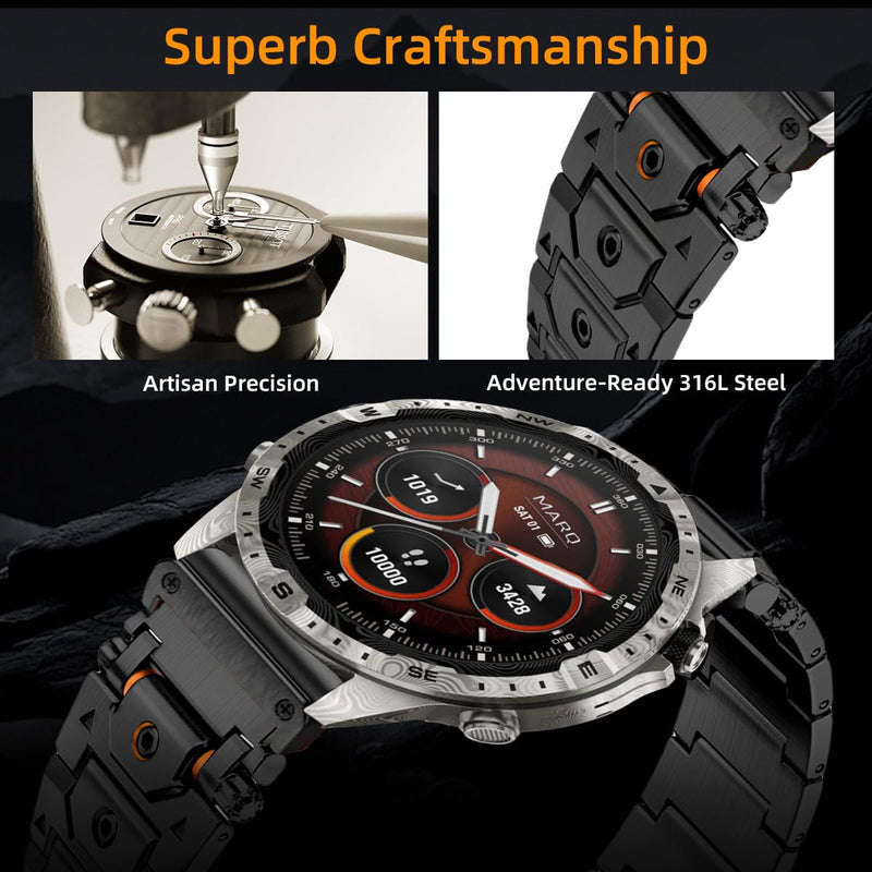 22mm Titan Steel Bands Compatible for Fenix 8 47mm/7/6/5 Band,Quick Fit Rugged Mecha Metal with Folding Clasp for Epix Gen 2 47mm/Forerunner 745/935/945/955/965/45mm Instinct 3/2/MARQ,Men Black 22MM
