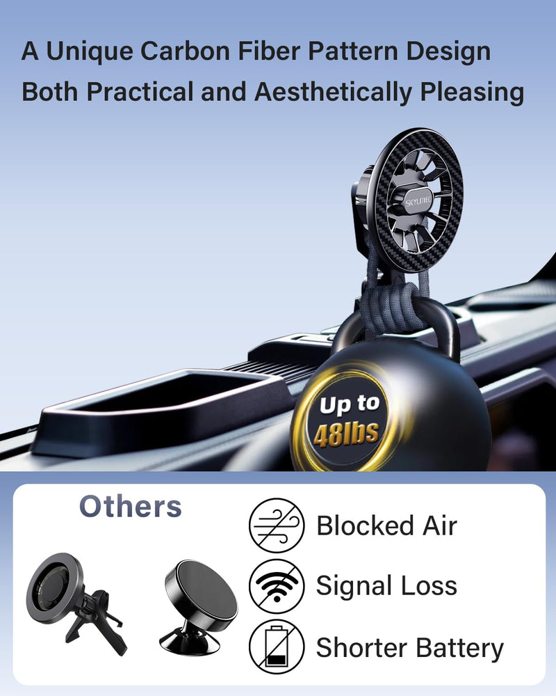 SKYLOTEC Magnetic Phone Mount for Jeep Wrangler JK JKU 2011-2018 | for MagSafe Cell Phone Holder for Wrangler Accessories Dashboard Mount Dash Tray, Car Cradles Magnets for iPhone Samsung Wrangler JK JKU 2011–2018