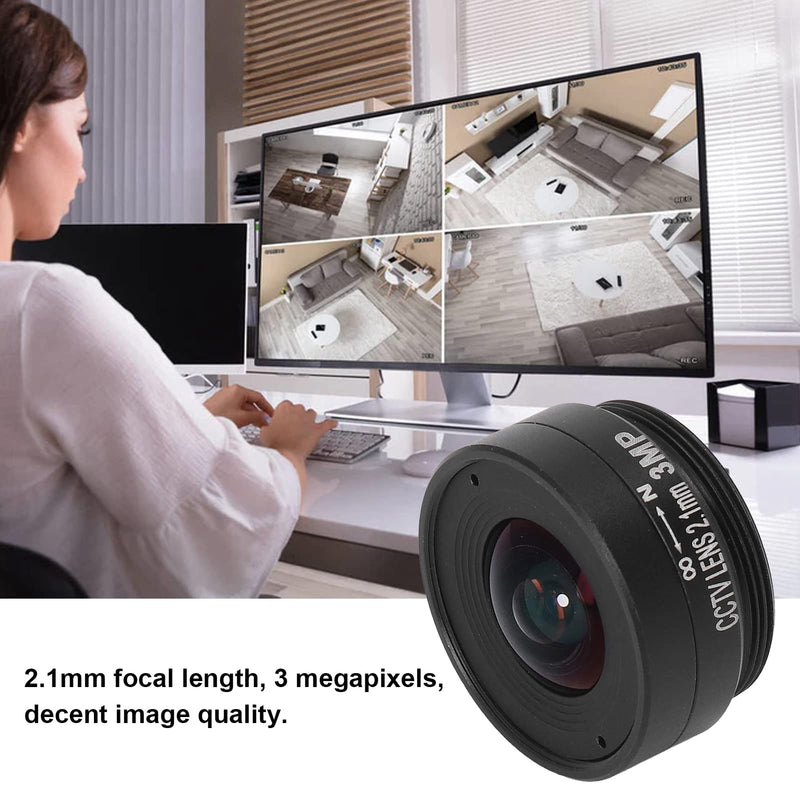 2.1mm 3MP CS Mount Lens, Wide Angle CCTV Camera Lens Aluminum Alloy for Home Security Cameras, Approx. 28.0x10.50mm Default