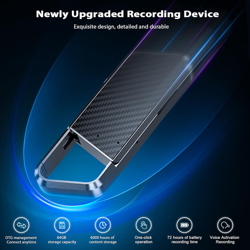 [AUSTRALIA] - 64GB Voice Activated Recorder - 6000H Recording Device with Noise Reduction DSP 5.0 Digital Vioce Recorder with Playback for Lecture & Meeting - Portable Audio Recorder 64GB 