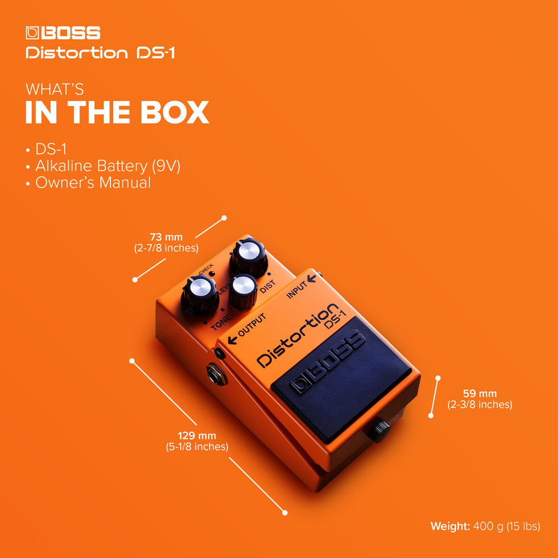 BOSS DS-1 Distortion | Compact Distortion Pedal | The Benchmark in Guitar Distortion | Hard-edged Attack & Smooth Sustain | Wide Tone Range Single Mode Standard