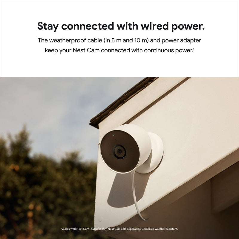 Google Nest Cam Weatherproof Cable for Nest Cam (Battery) Only - 720p -Snow - 5m