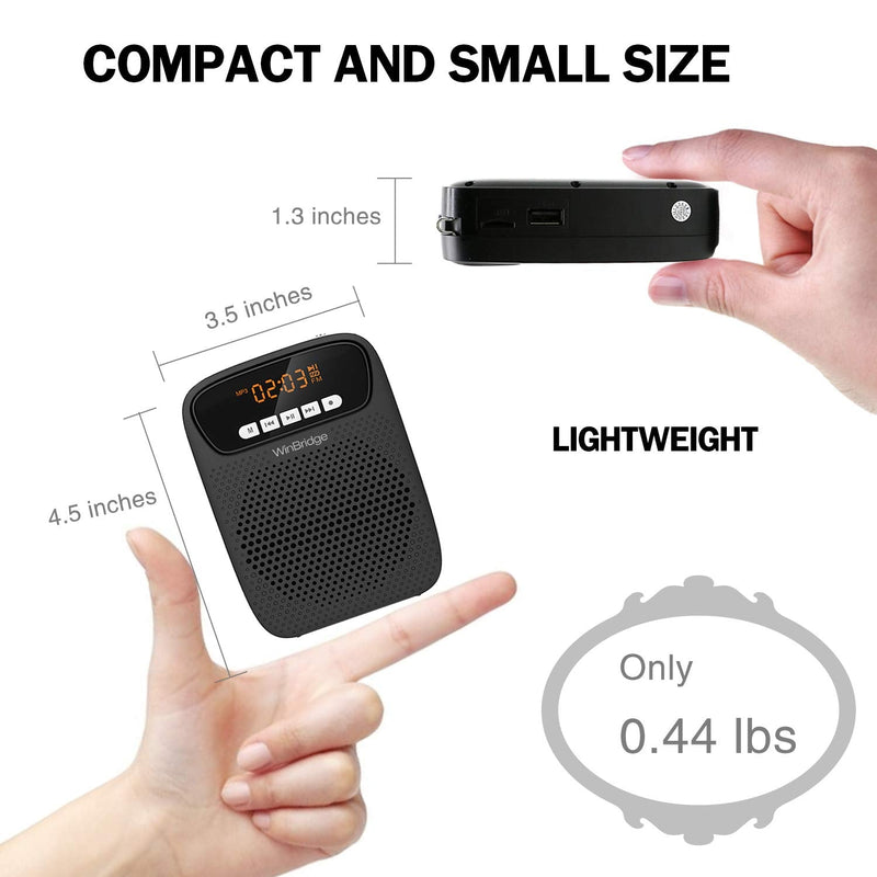 Portable Voice Amplifier Wireless & Wired Headset Microphone Speaker Mini Lightweight Personal Classroom Mic for Teachers Supports AUX Input,Bluetooth 5.0,Recording - S278UHF