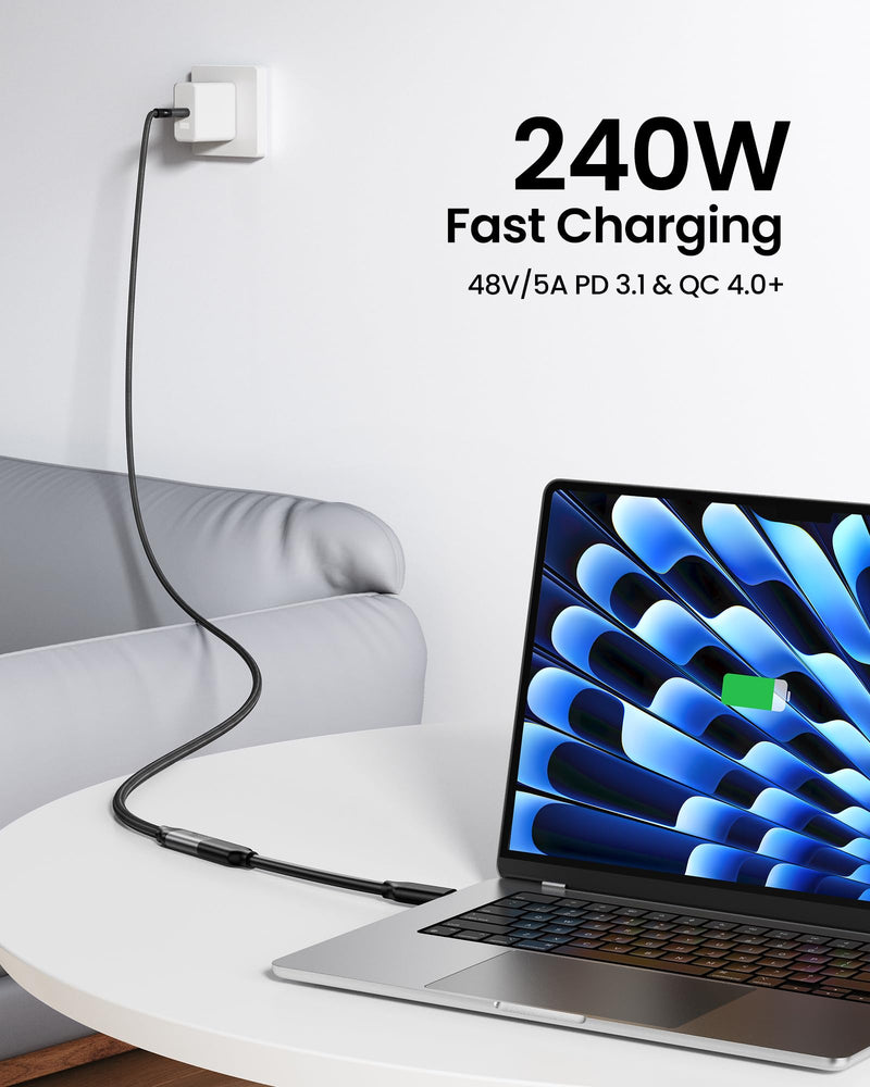 Silkland 80Gbps USB4 USB C Extension Cable 240W for Thunderbolt 5/4, 6.6FT | Male to Female Extender Cord, 8K@60Hz, 4K@540Hz, USB-C Hub, Dock, Monitor, iPhone 17/16, iPad, MacBook, External SSD, 6.6FT 6.6 Feet