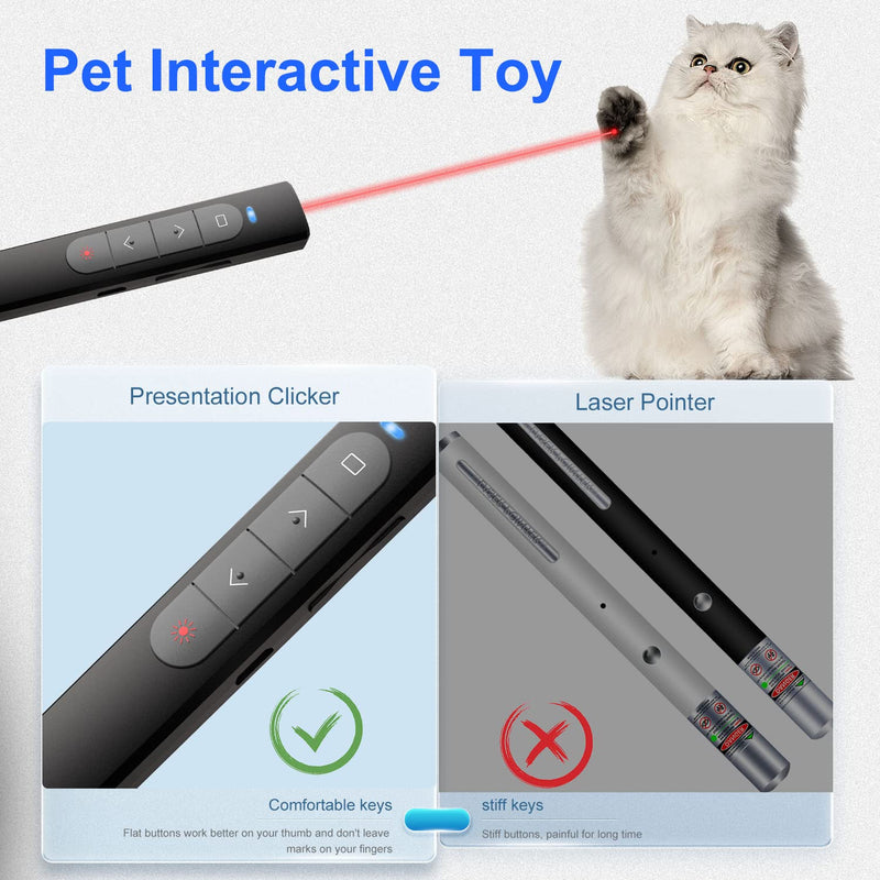 Presentation Clicker Wireless Presenter Remote, PowerPoint Clicker with Laser Pointer, Clickers for Presentations Slide Advancer with Volume Control for Mac/Laptop/Computer, USB Remote, Plug and Use Battery