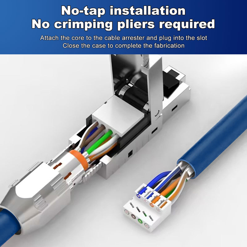 ZHITING 2 x CAT 7 RJ45 Connector Network Connector for Rigid LAN Cable Installation Cable Ethernet, LAN Plug Cat 7 Tool-Free LSA Fully Shielded STP, 10 Gbit/s, AWG 23-26 2cps