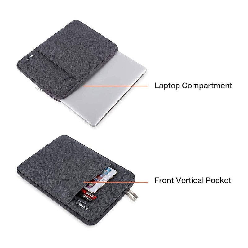 MOSISO Laptop Sleeve Bag Compatible with MacBook Air 15 inch M3 A3114 M2 A2941 2023 2024/Pro A1990 A1707,Surface Laptop 15,Dell XPS 15,HP Stream 14, Polyester Vertical Case with Pocket, Space Gray