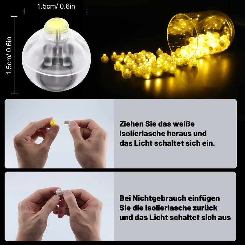 Pack of 50 LED Balloon Lights, Mini LED Light Balls, Round LED Balloon Lights, Warm White Christmas Decoration for Paper Lantern, Christmas, Wedding, Birthday, Party Decoration 50 pcs.