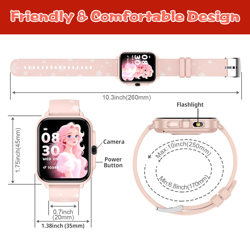 Smart Watch for Kids Boys Girls Age 5-12, Ai Functions Games HD Touch Screen Watches with Video Camera Music Player Pedometer Heart Rate Sleep Tracker Christmas Birthday Gifts for Boys