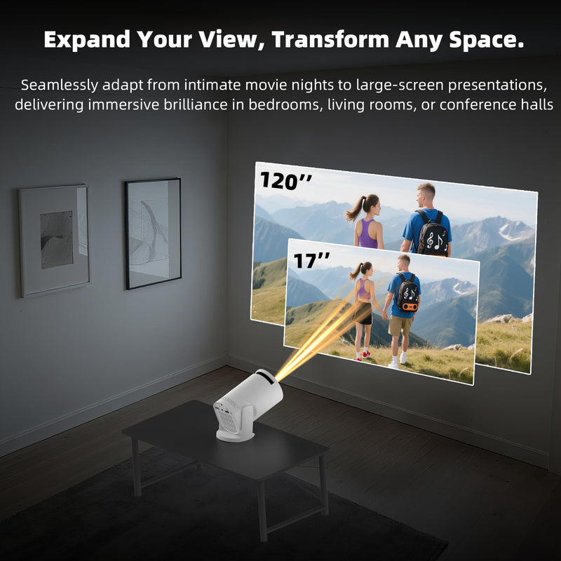 [AUSTRALIA] - Wireless Mini Projector with WIFI 6 and Bluetooth, 4K 1080P Support Portable Projector 180° Rotatable. 17"-130" Screen Video Projector. Compatible for Smartphone, Laptop, PC(Q5 mate) Q5 mate 