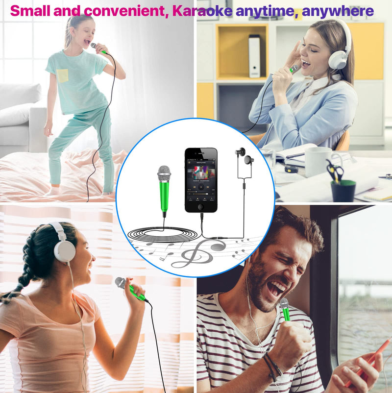 Mini Microphone,Tiny Microphone,Phone Microphone, Asmr Microphone,Mini Karaoke Microphone,forVoiceRecording Chatting and Singing on iPhone,Android,PC(Green) Green
