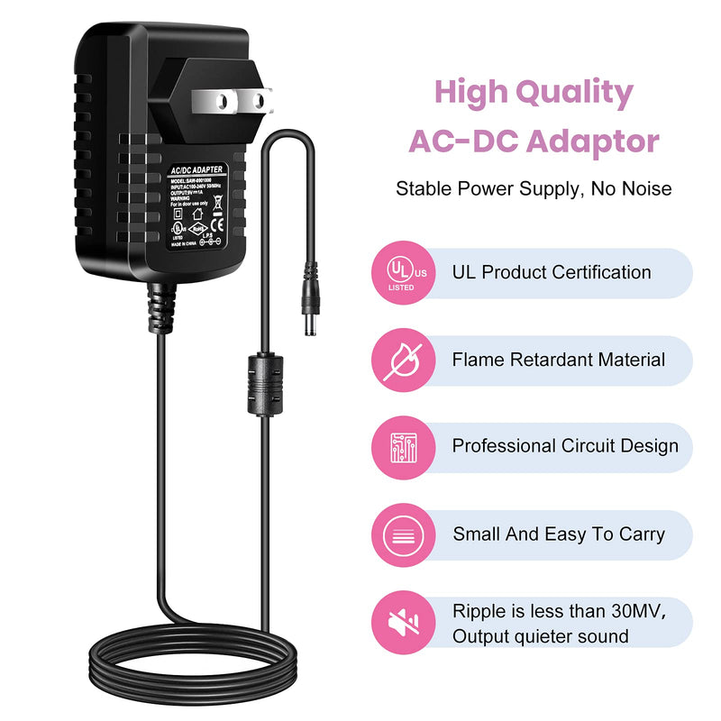 Guitar Pedal Power Supply Adapter 9V DC 1A(1000mA) Tip Negative 8 Way Daisy Chain Cables for Effect Pedal