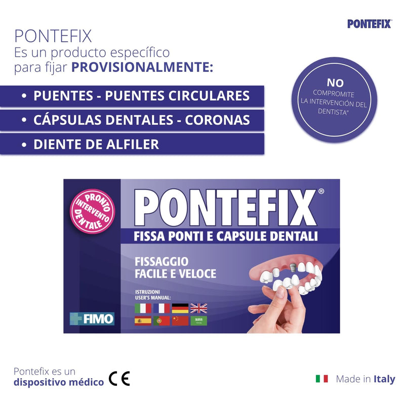 Pontefix Dental Tooth Cement - Attaches Bridges, Crowns and Pin Teeth, Do It Yourself