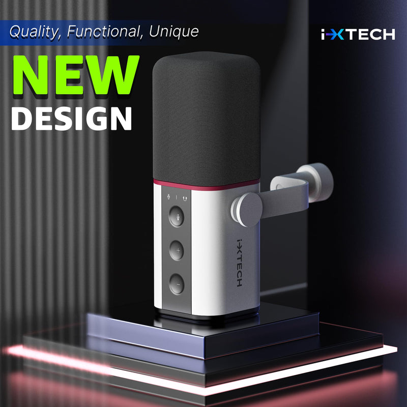 IXTECH Cardioid Dynamic Microphone with Mic Cover, Vocal USB XLR Microphone for Podcasting, Streaming, Recording, Gaming and Voice-Over (White) Dynamic Mic White