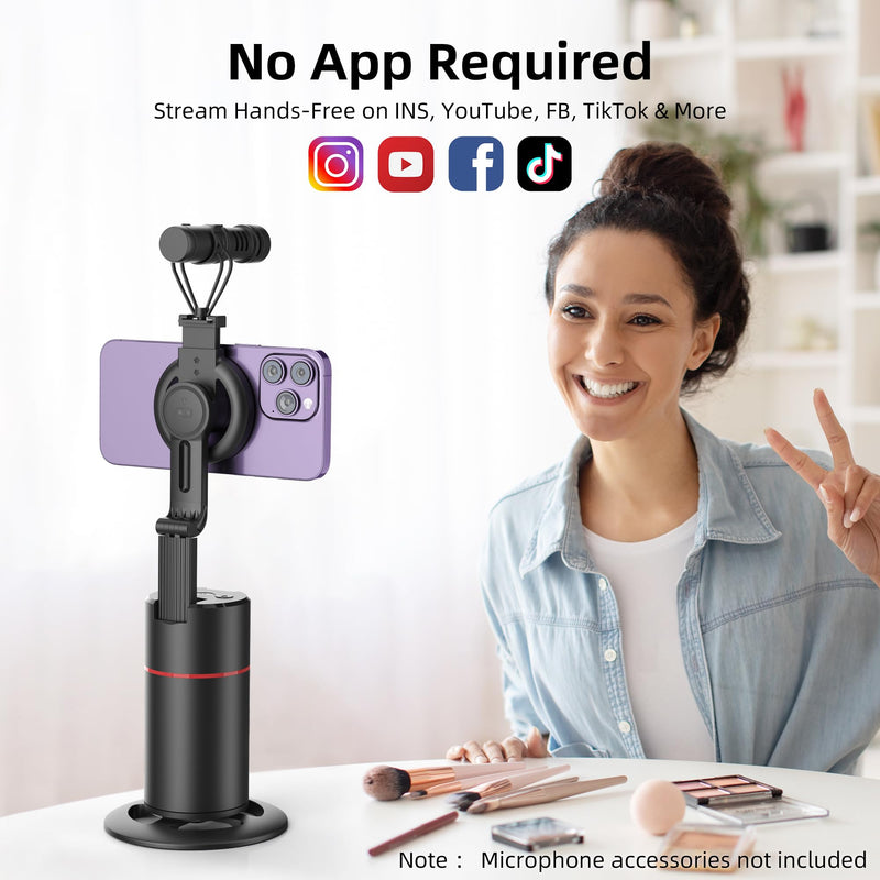Auto Face Tracking Phone Holder, Magnetic Face Tracking Tripod 360 Rotation with Stand & Remote, Face Body Phone Tracking Tripod, No App, Smart Shooting Camera Mount for Live Video Recording Tiktok