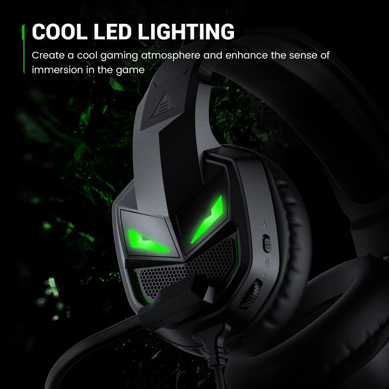 [AUSTRALIA] - EKSA Fenrir S Gaming Headset with Microphone, Noise Cancelling Mic, Comfortable Ear Pads, 50 mm Drivers, RGB Light, One Key Control, Gaming Headphones for PC, Xbox, PS4, PS5, Switch, Controller 