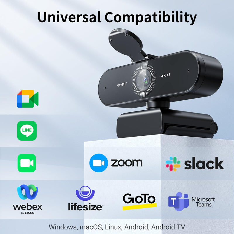 EMEET NOVA 4K Webcam for PC, Ultra 4K HD, PDAF Autofocus, Dual Omni Mics | 73° FOV, Auto Light Correction, USB-A, Privacy Cover, Ideal for High-End Business Meetings&Live Streaming 4K PDAF Focus 2 Mics