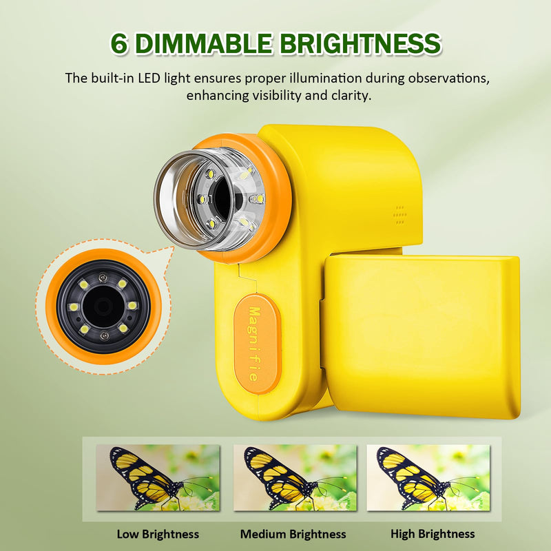 [AUSTRALIA] - 1000X Microscope for Kids 8-12, 4K HD Screen with 6 LED Lights, Portable Microscope for Outdoor STEM Learning, Rechargeable Science Kit, Birthday Easter Gifts for Kids Yellow 