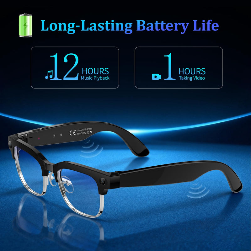 AI Smart Glasses with 8MP Camera, 1080P Video & HD Photo, Bluetooth Audio, AI Voice Assistant, Real-Time Translation, Object Recognition, Noise-Cancel Calls, Music, Photochromic Lenses M