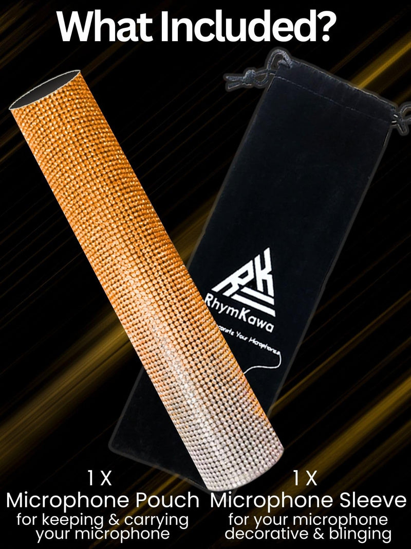 Wireless Microphone Sleeve for Shuer SM58, Beta 58A Gradient Rhinestones Mic Covers Replacement (Gold) Gold