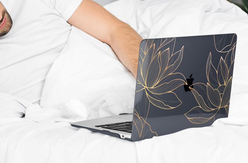 DONGKE Compatible with MacBook Air 13 inch Case 2021 2020 2019 2018 Release A2337 M1 A2179 A1932 with Retina Display & Touch ID, Plastic Hard Shell & Keyboard Cover - Lotus Lotus D153