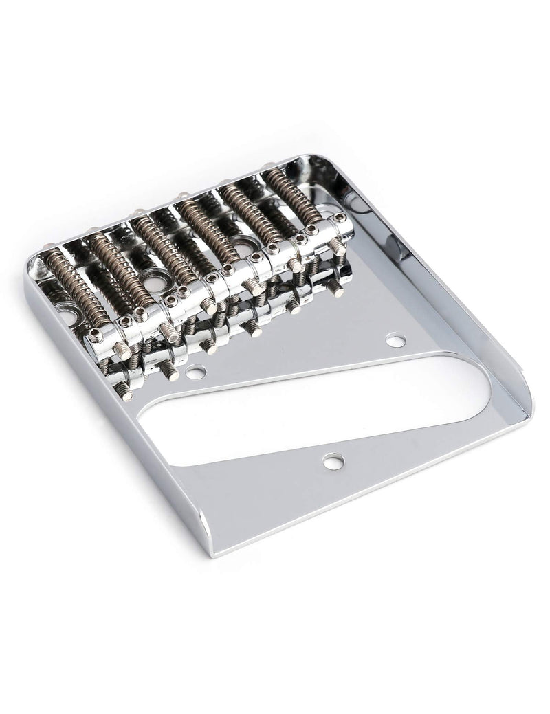 Metallor Vintage Guitar Bridge 6 Saddles String Through Body and Top Loader Bridge for Tele Telecaster Style Electric Guitar Parts Replacement Chrome.
