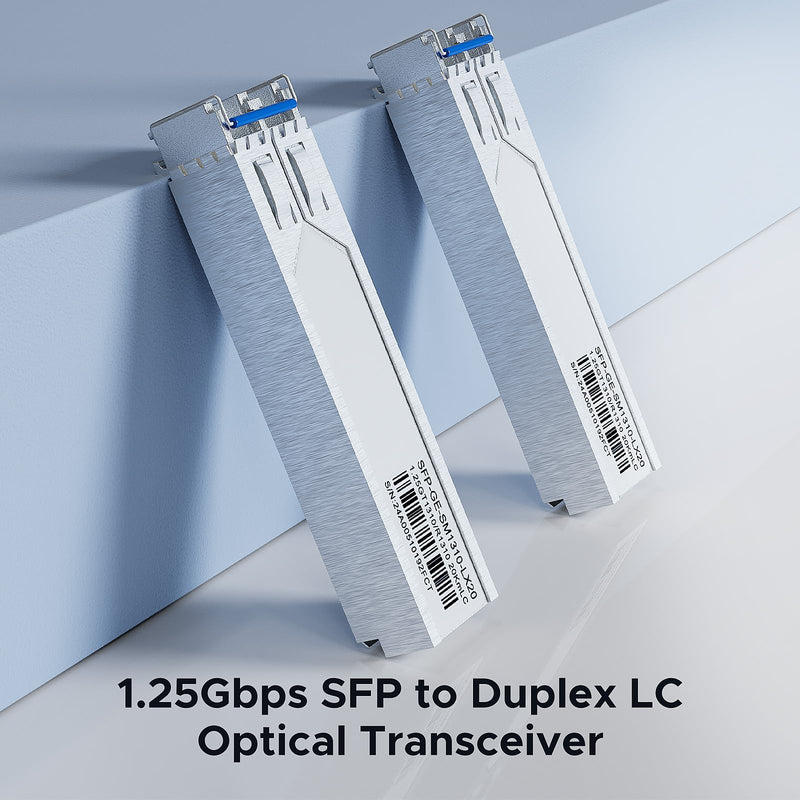 2 Pack 1000BASE-LX SFP to LC Multi Mode 1.25G Fiber Transceiver, 1310nm SMF, 20km Range - for Switch, Router, Firewall, Network Card, Media Converter and Other Open Switches 1.25G SMF SFP+ to Duplex LC