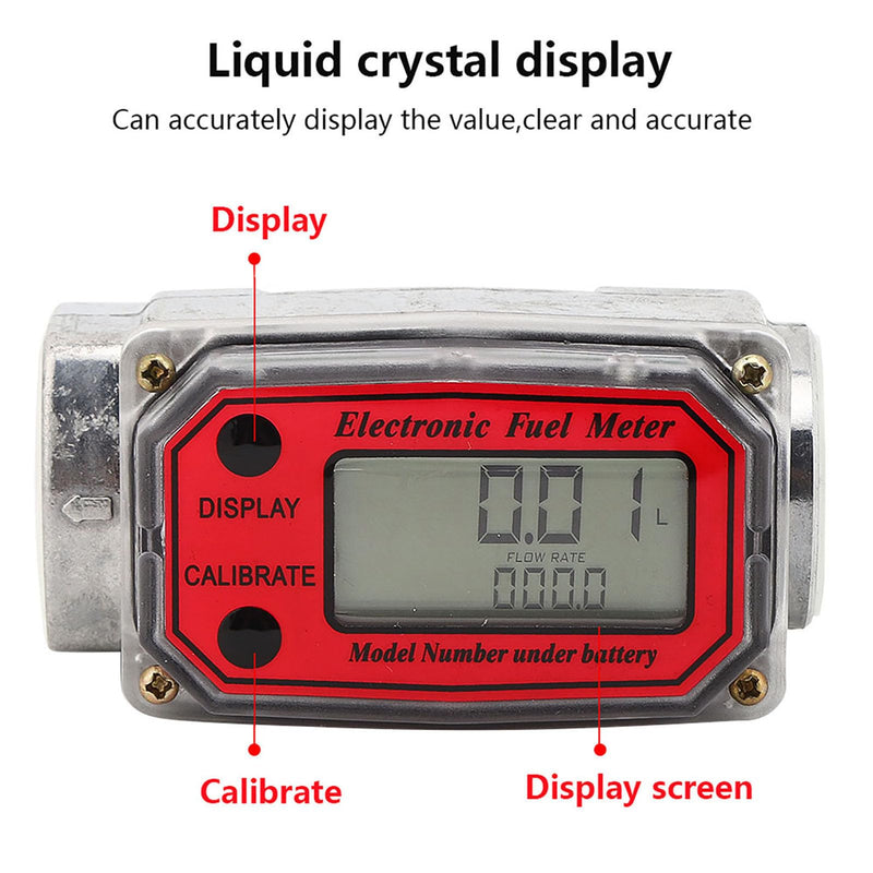 [AUSTRALIA] - Fuel Flow Meter, Mini Digital Turbine Flowmeter, Diesel Fuel Flow Meter, 10-200 L, 1 Inch NPT Flowmeter 