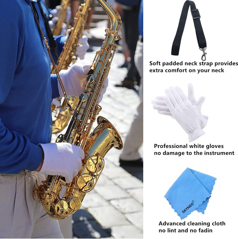 Saxophone Cleaning kit, Clarinet Cleaning Kit with Maintenance Kit,Cork Grease,Swab,Strap,Cleaning Cloth,Thumb Rest,Reed Case,Mouthpiece Brush and More blue