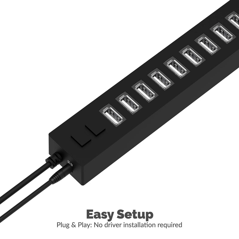 SABRENT 13 Port High Speed USB 2.0 Hub with Power Adapter and 2 Control Switches (HB-U14P) 13-Port