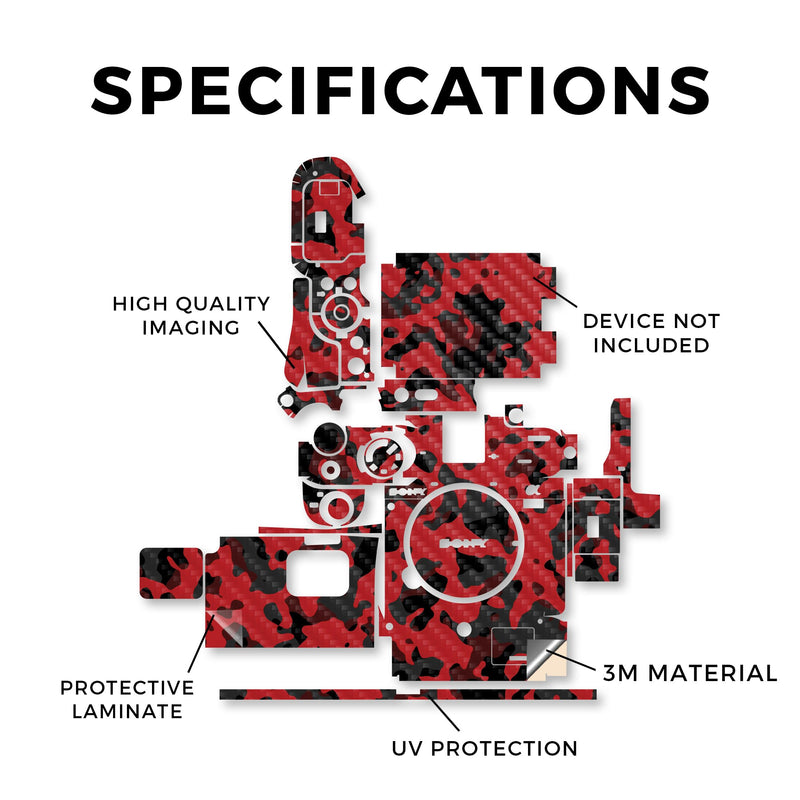 Carbon Fiber Camera Skin Compatible with Sony A7C Mark II (2023) - Red Modern Camo - Premium 3M Vinyl Protective Wrap Decal Cover - Easy to Apply | Crafted in the USA by MightySkins A7C Mark II (2023) Textured Carbon Fiber Finish