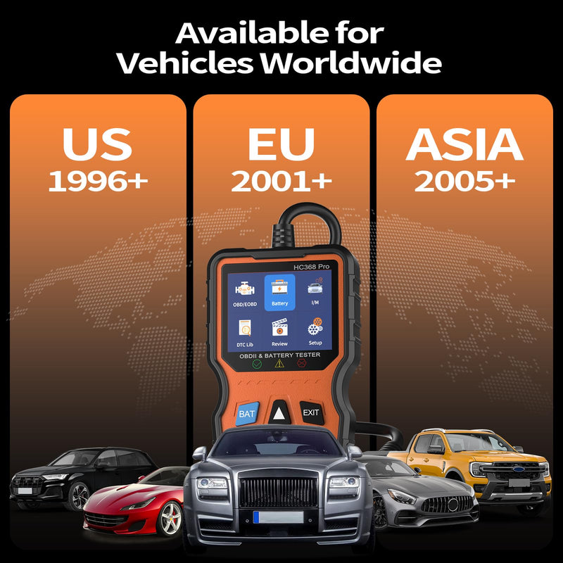 OBD2 Scanner and Battery Tester, Plug & Play Check Engine Light Code Reader, 12V Battery Analyzer for Car Motorcycle, Live Data, Smog Check, 2025 Upgraded Car Computer Reader(No Battery Needed) yellow